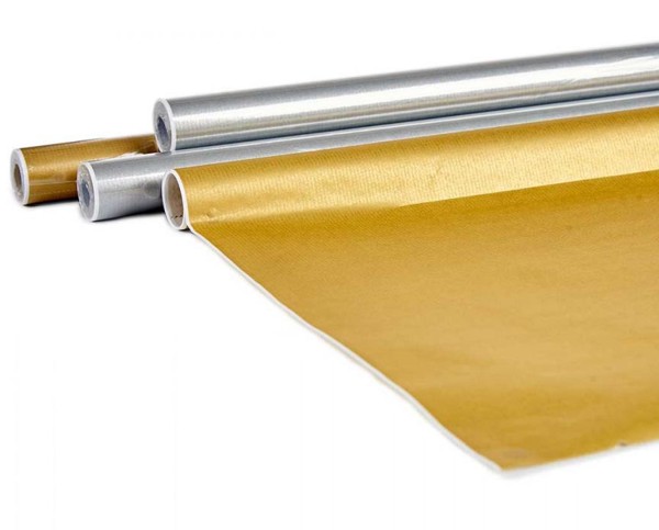 Bild von Geschenkpapierrolle gold oder silber gelegt