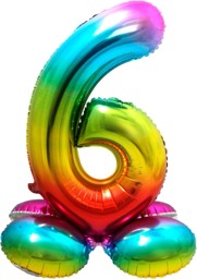 Bild von Stand-Folienballon Zahl 6 Regenbogen