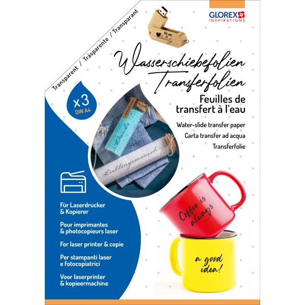 Bild von GLOREX Wasserschiebefolie für Laserdrucker / Kopierer