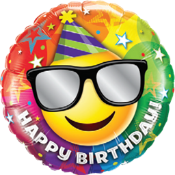 Bild von Folienballon Cooler Smiley "Happy Birthday" 18in/45cm