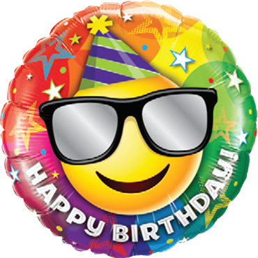 Bild von Folienballon Cooler Smiley "Happy Birthday" 18in/45cm