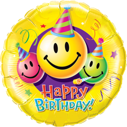 Bild von Folienballon Happy Birthday Smiley Faces 18in/45 cm