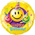 Bild von Folienballon Happy Birthday Smiley Faces 18in/45 cm