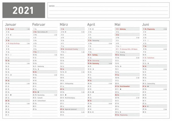 Bild von Karton-Tafelkalender A5 2021